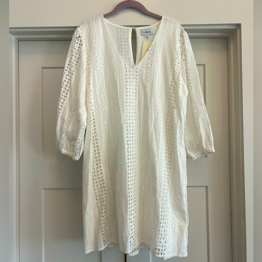 Evereve women’s White “Presley Eyelet Dress” L